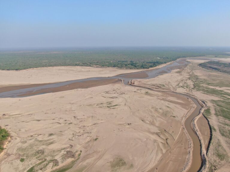 Guias e turistas a fazer safari a pe na savana do Parque Nacional da Gorongosa em Mocambique