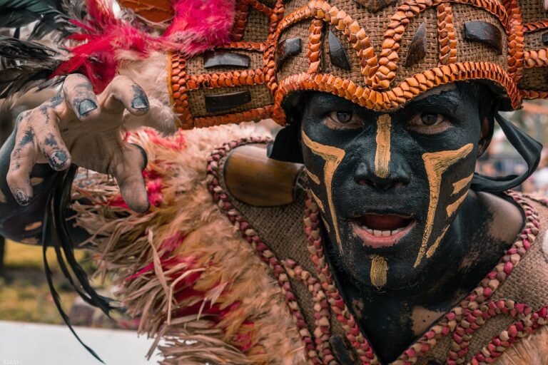 Festival cultural tradicional com dançarinos locais em Moçambique